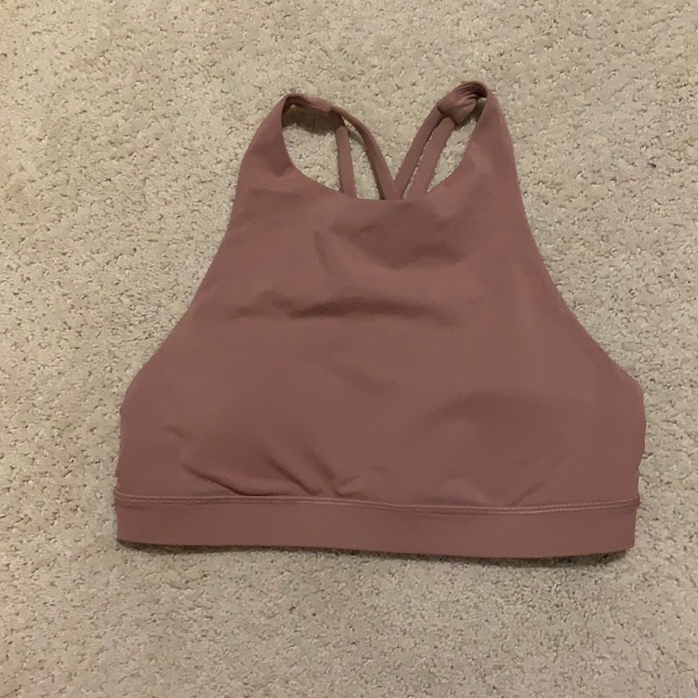 High neck blush sports bra